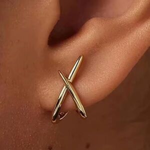 Elegant Gold Crossover Earrings new